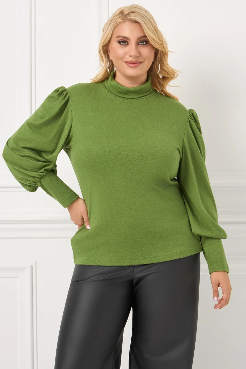 Μπλούζα Με Φουσκωτά Μανίκια Φυστικί 