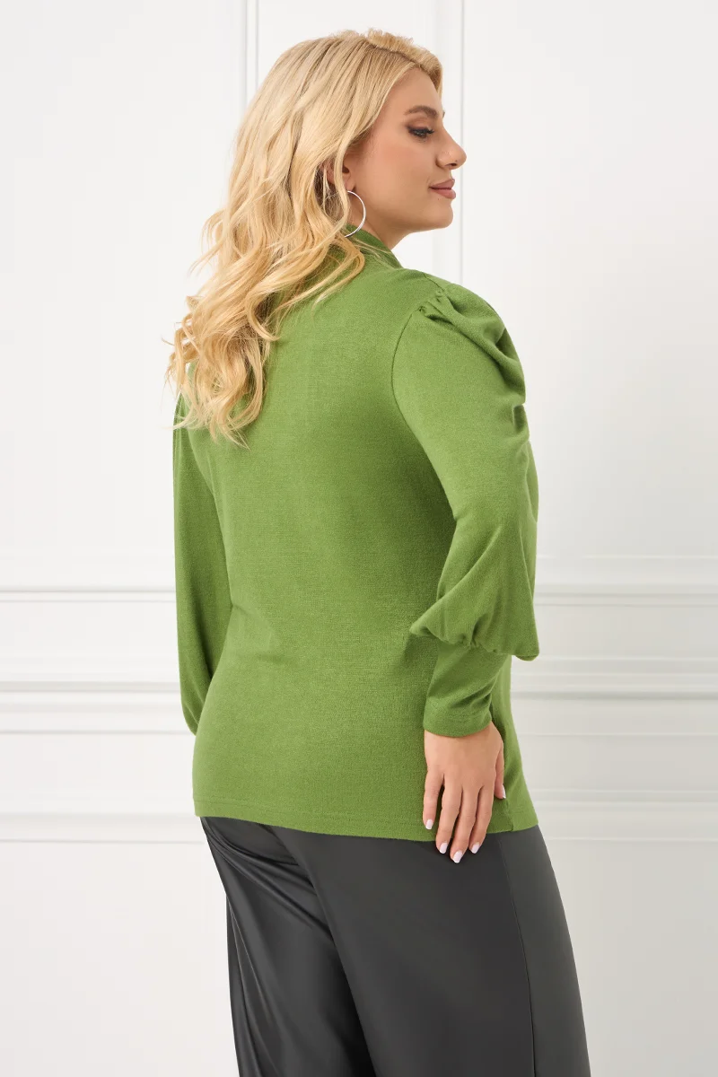 Μπλούζα Με Φουσκωτά Μανίκια Φυστικί 