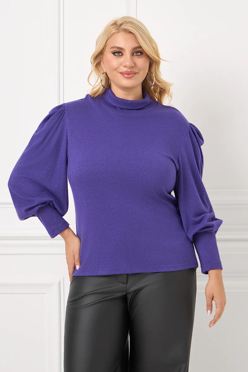 Μπλούζα Με Φουσκωτά Μανίκια Μωβ
