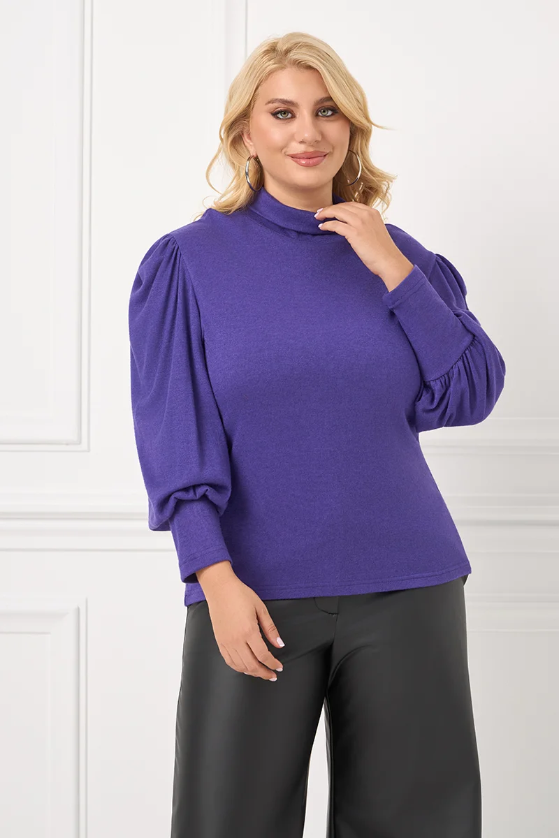 Μπλούζα Με Φουσκωτά Μανίκια Μωβ