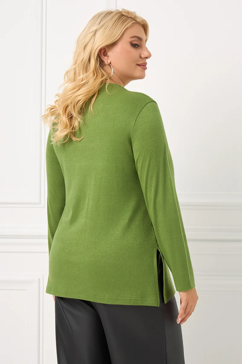 Casual Πλεκτή Μπλούζα Φυστικί 