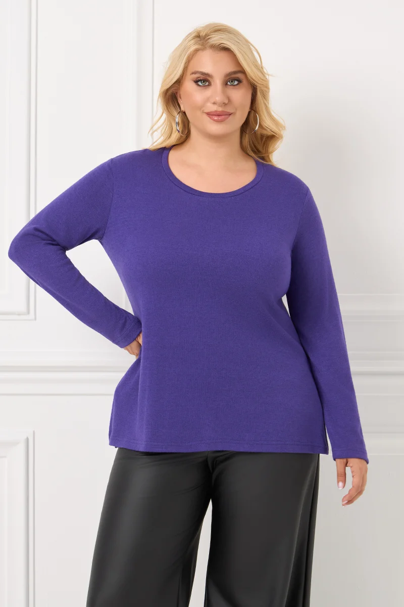 Casual Πλεκτή Μπλούζα Μωβ