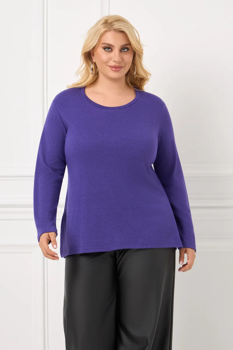 Casual Πλεκτή Μπλούζα Μωβ