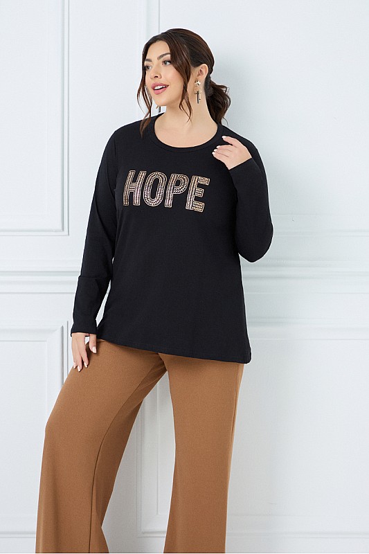 Μακρυμάνικο T-Shirt Hope Μαύρο