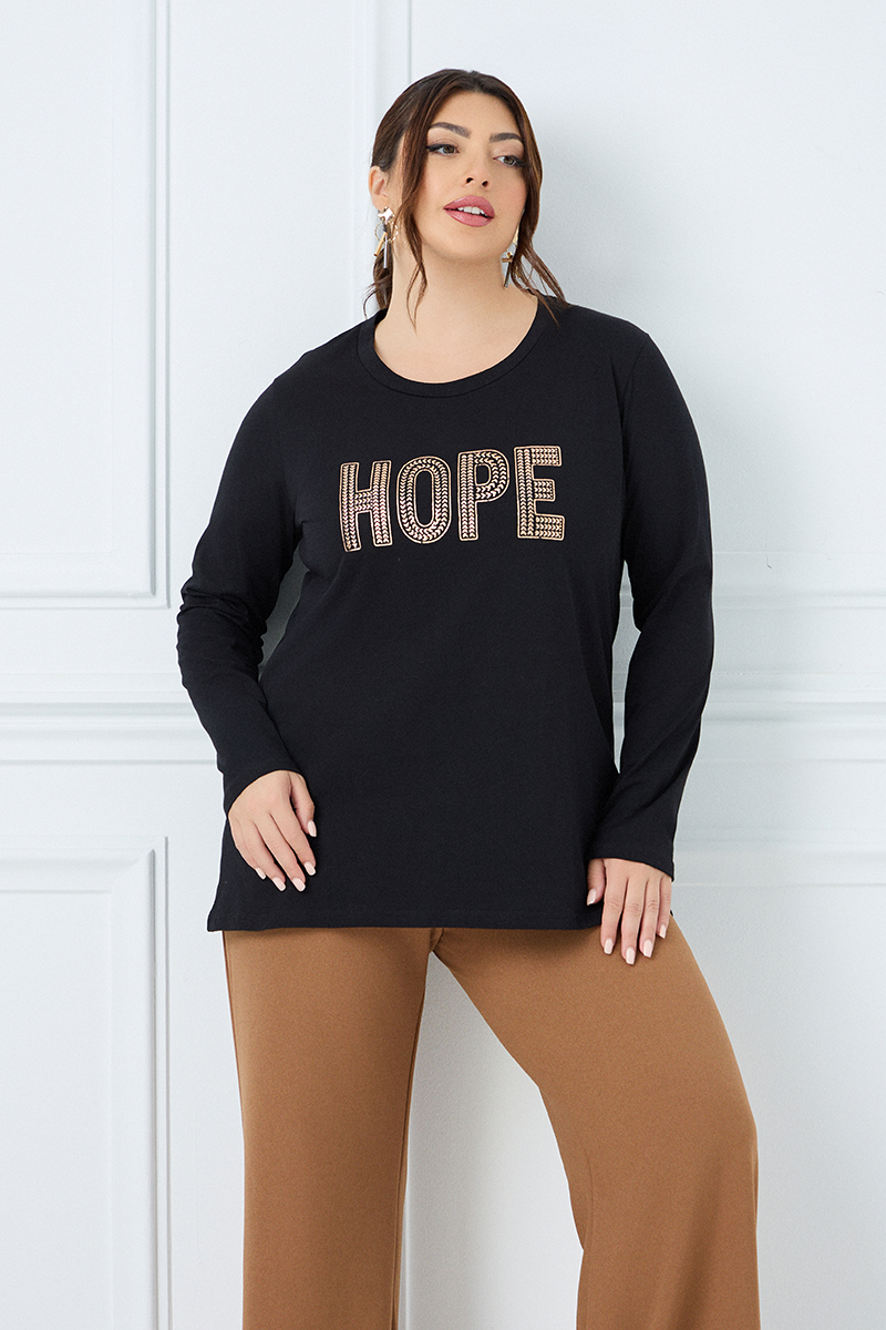 Μακρυμάνικο T-Shirt Hope Μαύρο