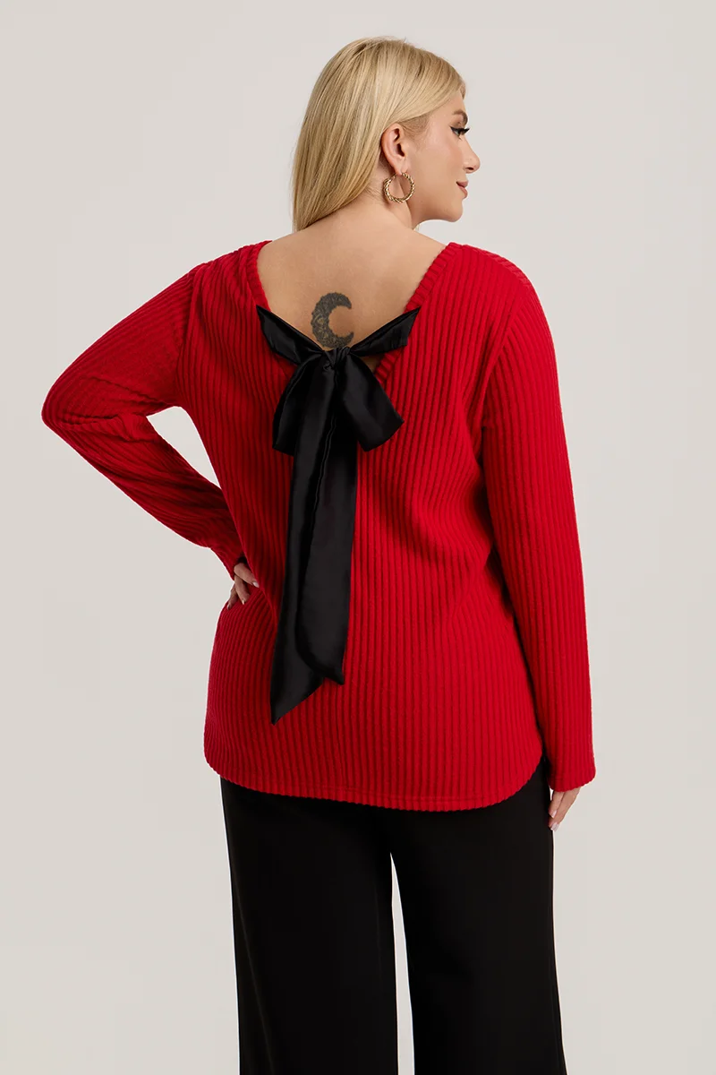 Κόκκινη Μπλούζα Με Φιόγκο Στην Πλάτη 