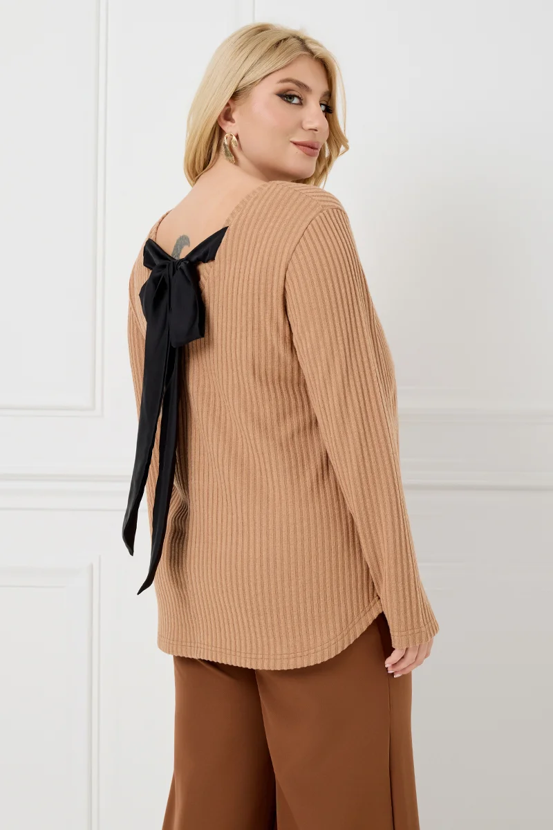 Κάμελ Μπλούζα Με Φιόγκο Στην Πλάτη 