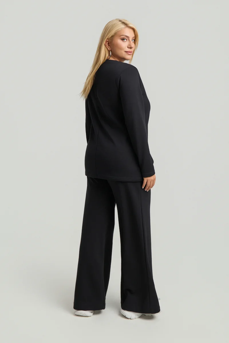Μαύρο Plus Size Φούτερ με Τσέπη 