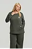 Χακί Plus Size Φούτερ με Τσέπη 