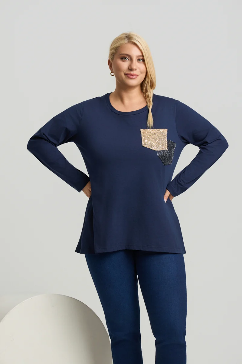 Μπλε Τ-Shirt Με Παγιέτες