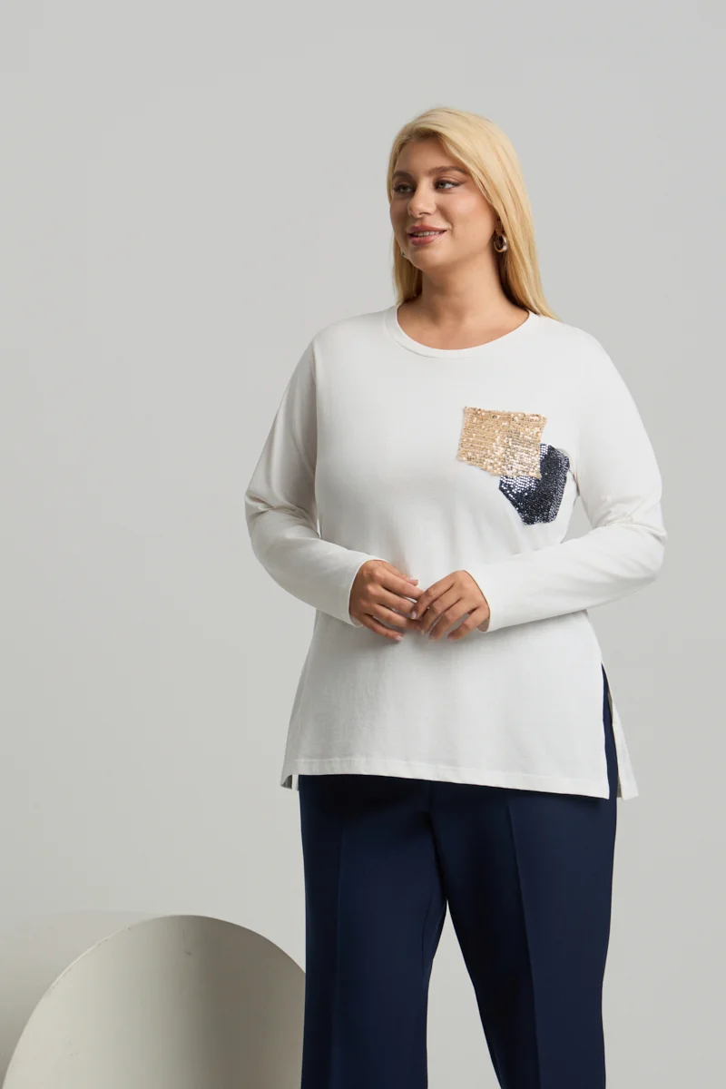 Λευκό Τ-Shirt Με Παγιέτες