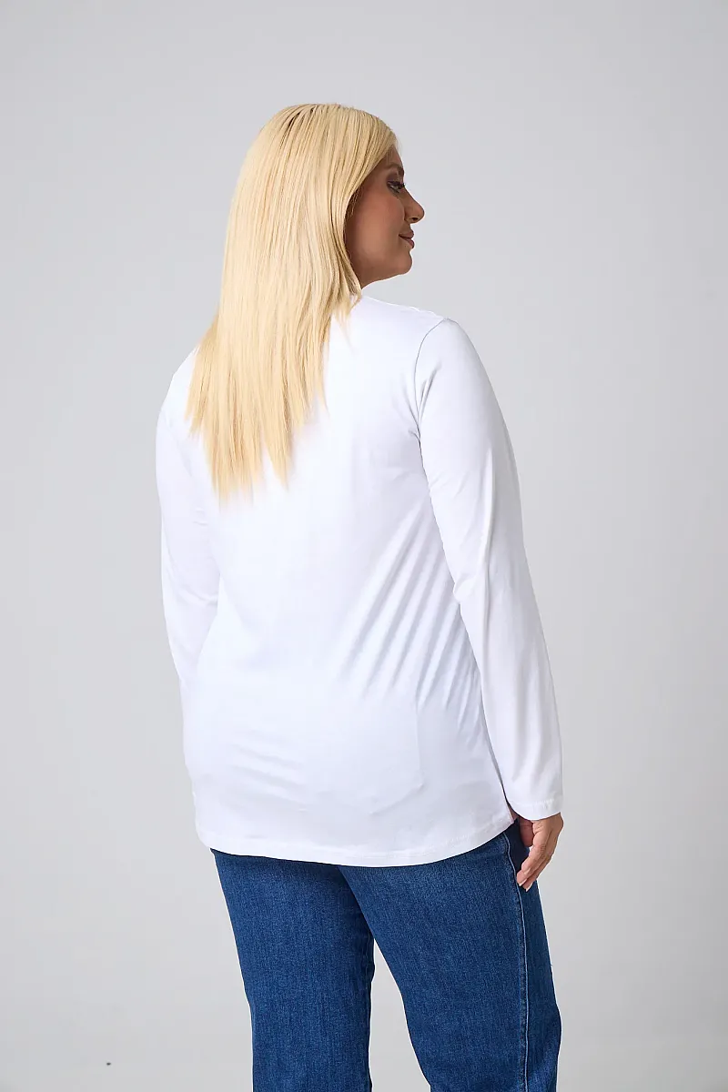 Μακρυμάνικο T-Shirt Λευκό Με Φούξια Στάμπα