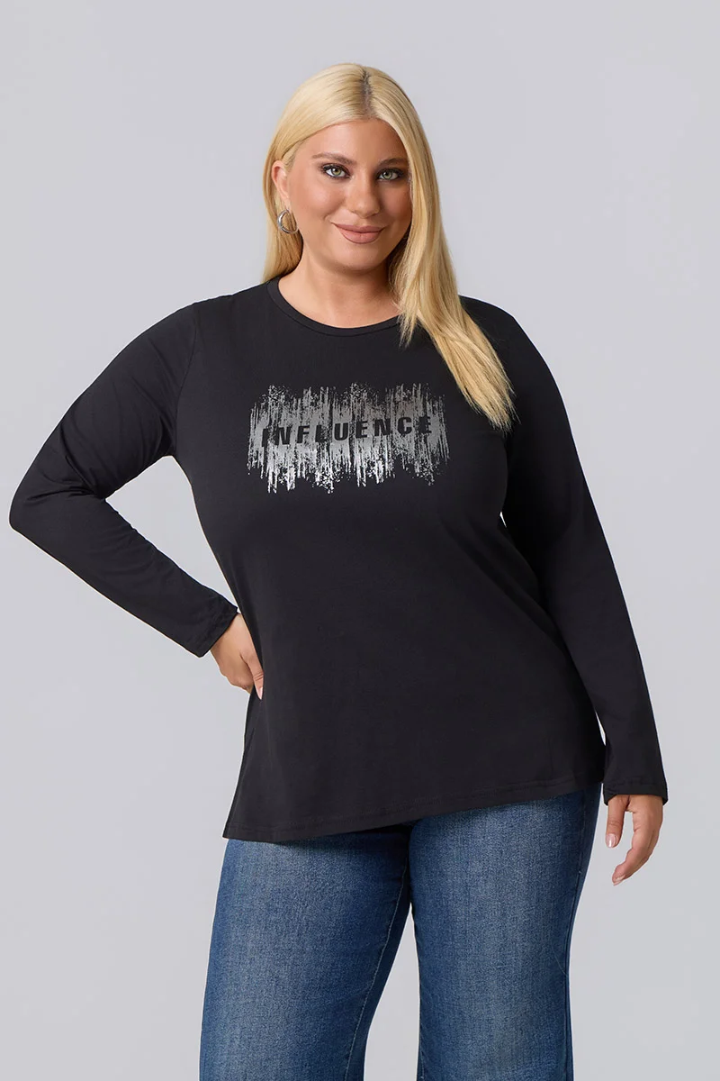 Μακρυμάνικο T-Shirt Μαύρο
