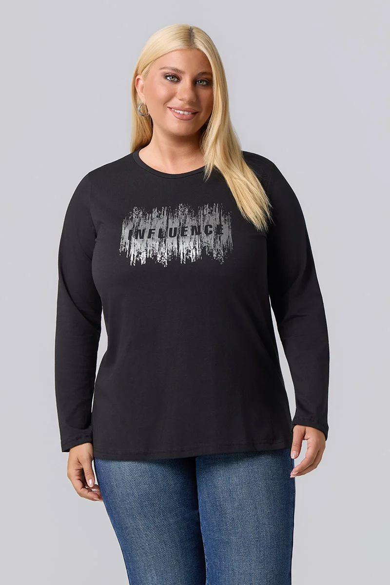 Μακρυμάνικο T-Shirt Μαύρο