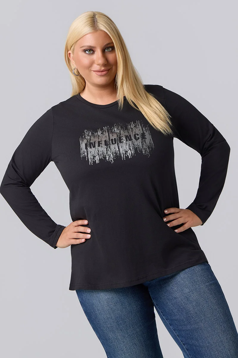 Μακρυμάνικο T-Shirt Μαύρο