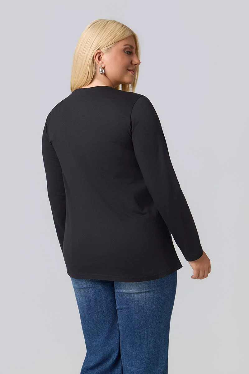 Μακρυμάνικο T-Shirt Μαύρο