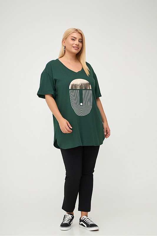 Κυπαρισσί Plus Size T-Shirt Με Στάμπα 