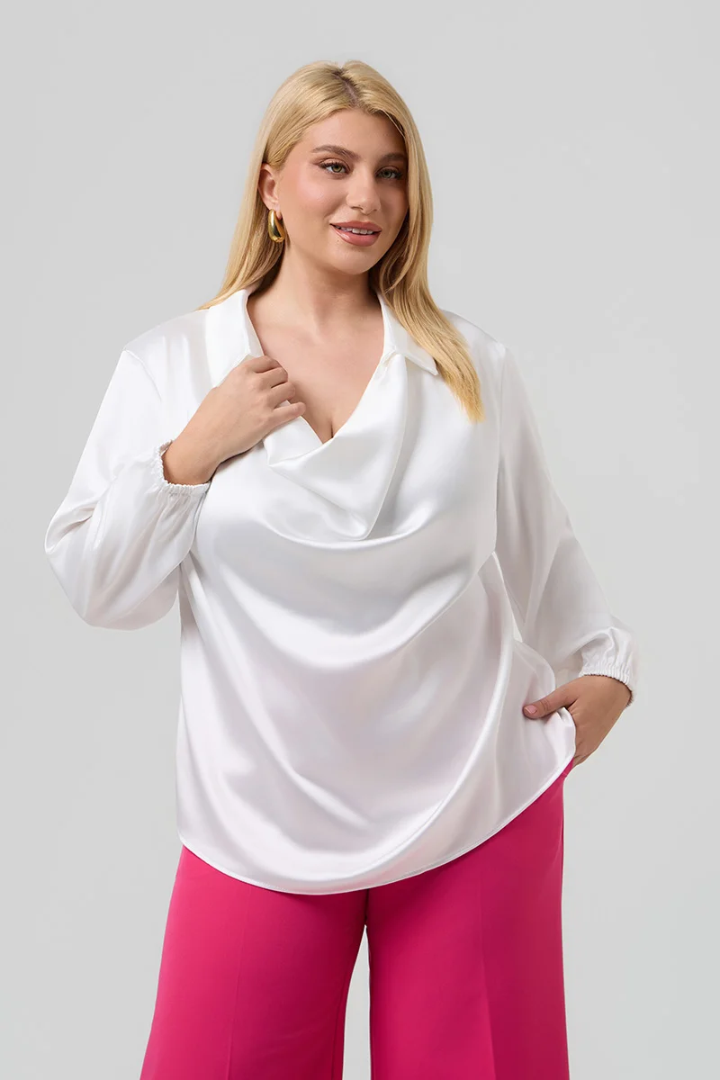 Σατέν Μπλούζα Ντραπέ Λευκή