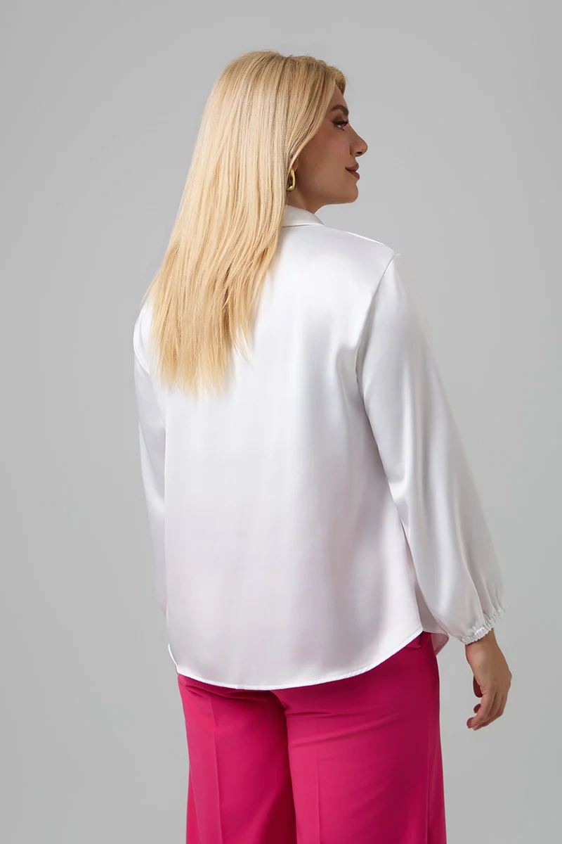 Σατέν Μπλούζα Ντραπέ Λευκή