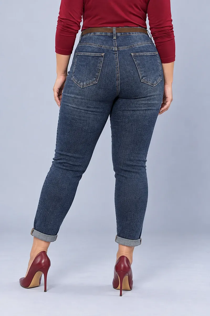 Plus Size Τζιν Boho Luxe με Διακοσμητική Ζώνη