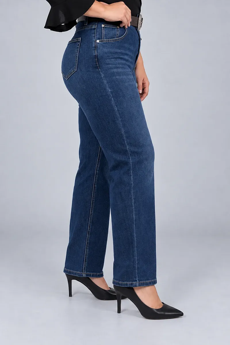 Ελαστικό Plus Size Τζιν Με Ζώνη 
