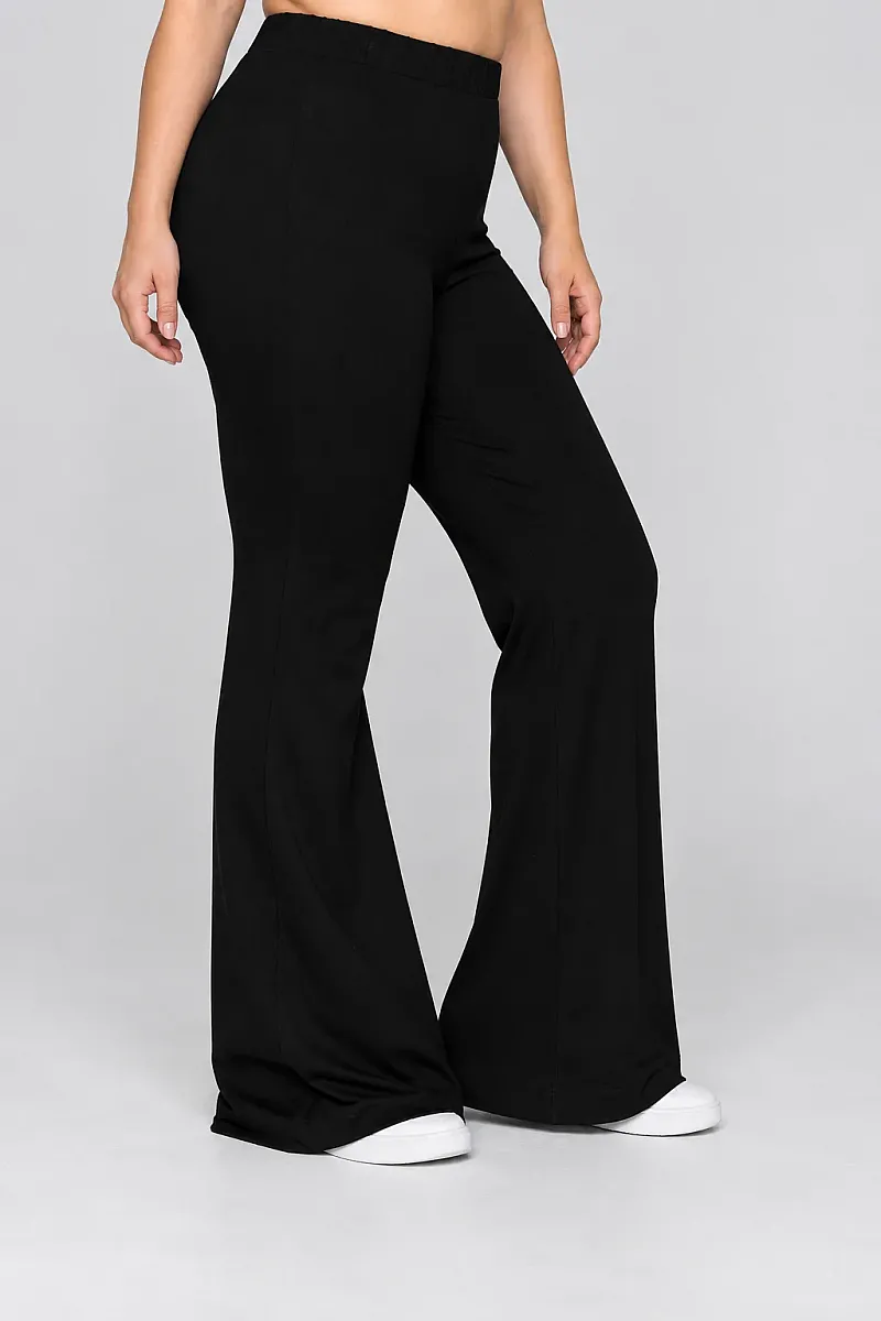 Plus Size Μαύρο Παντελόνι Κολάν Καμπάνα