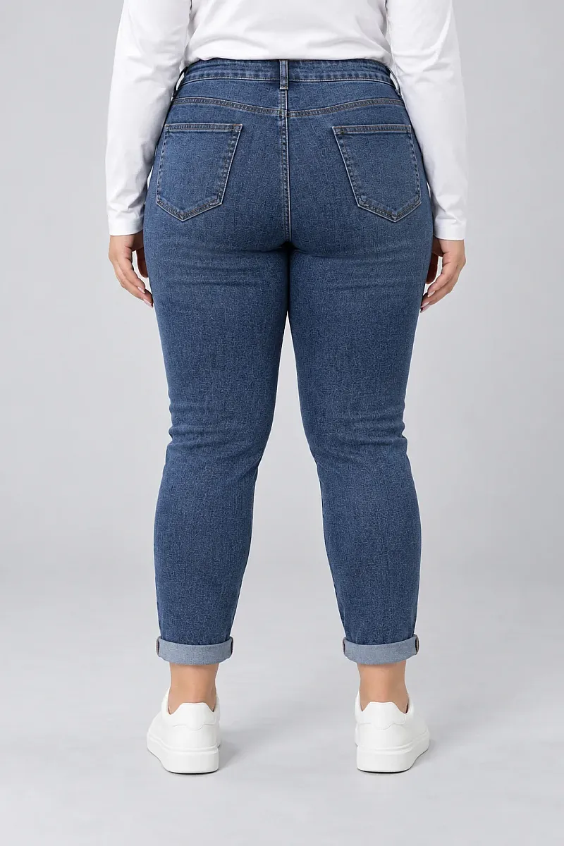 Plus Size Τζιν με Floral Κέντημα