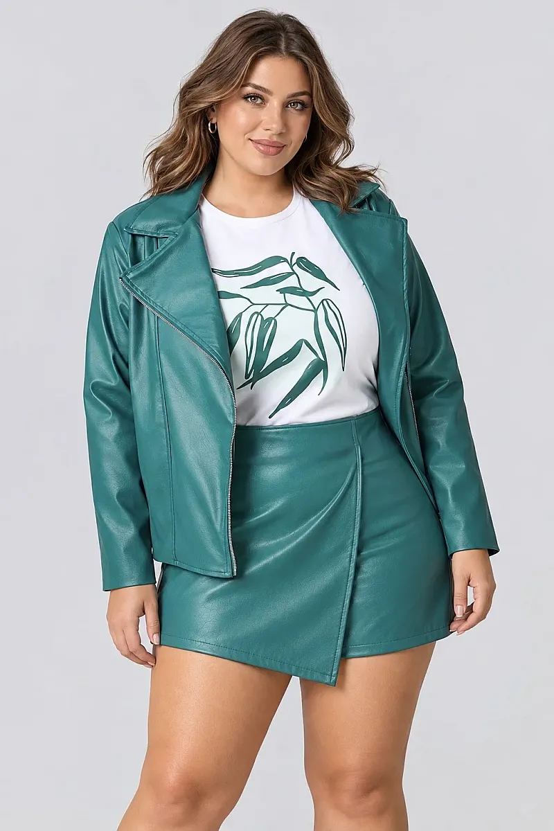  Skort Δερματίνης Πράσινο