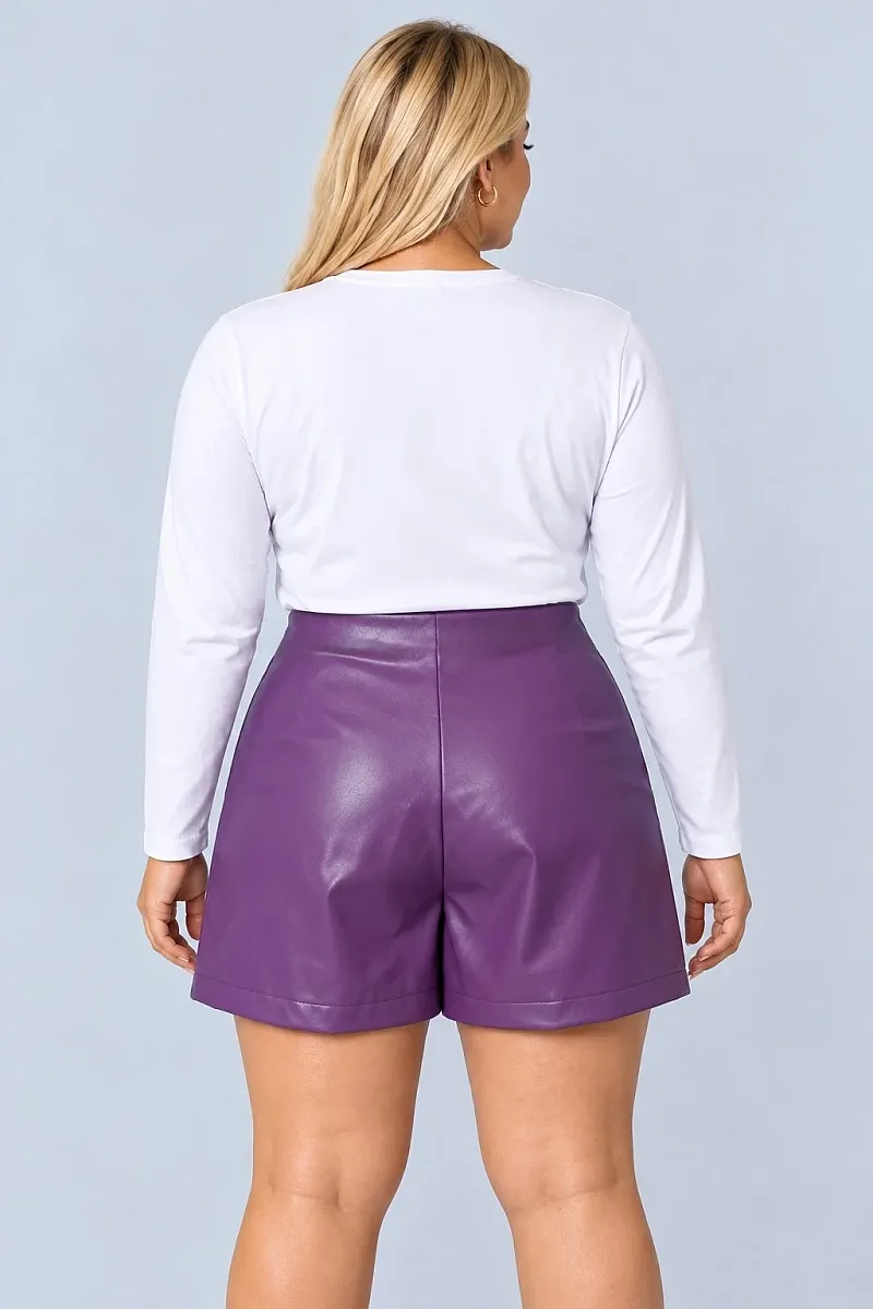  Skort Δερματίνης Dusty Purple