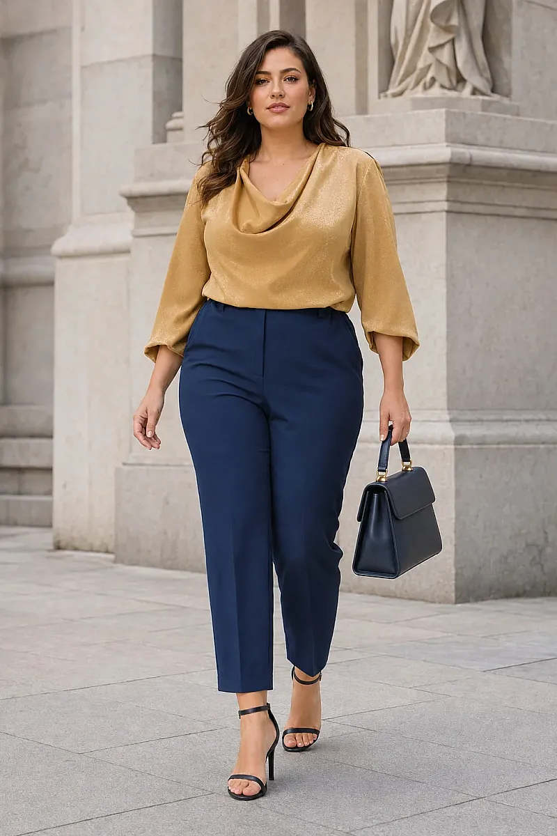 Plus Size Παντελόνι Navy