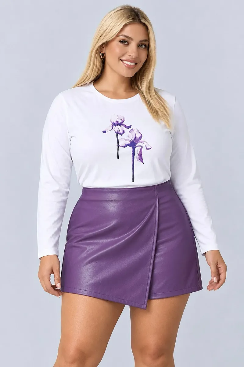  Skort Δερματίνης Dusty Purple