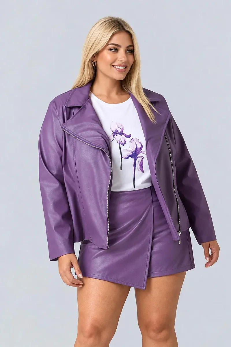  Skort Δερματίνης Dusty Purple