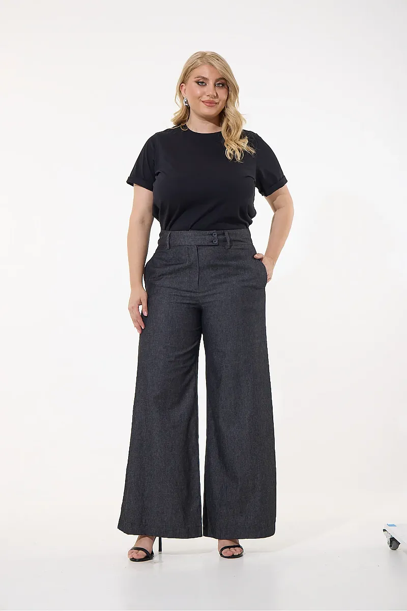 Βαμβακερό Ψηλόμεσο Παντελόνι Ανθρακί 