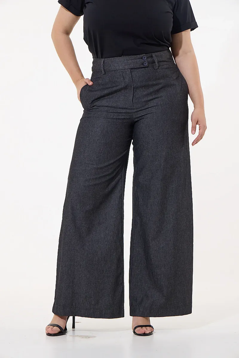 Βαμβακερό Ψηλόμεσο Παντελόνι Ανθρακί 