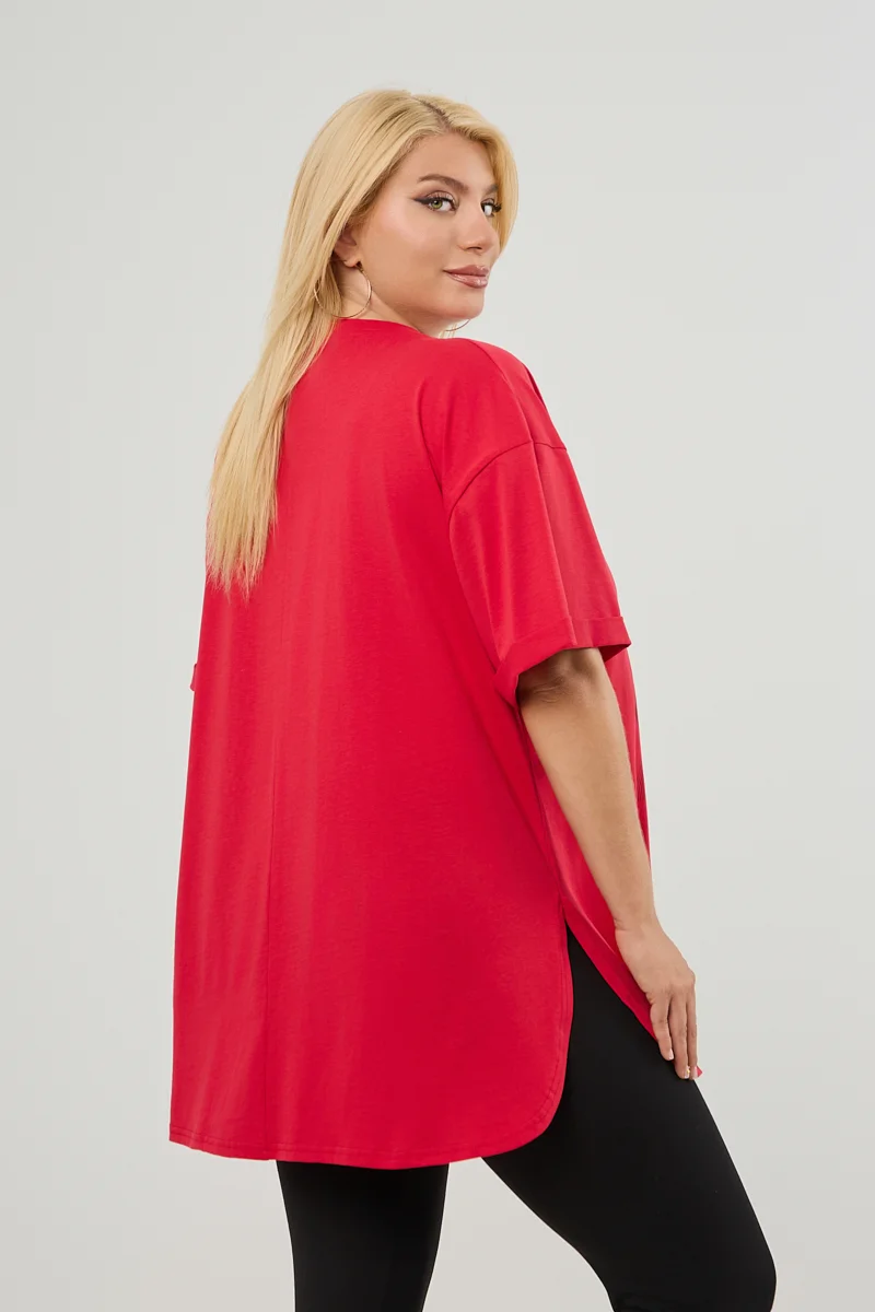 Μοντέρνο Plus Size T-Shirt Κόκκινο