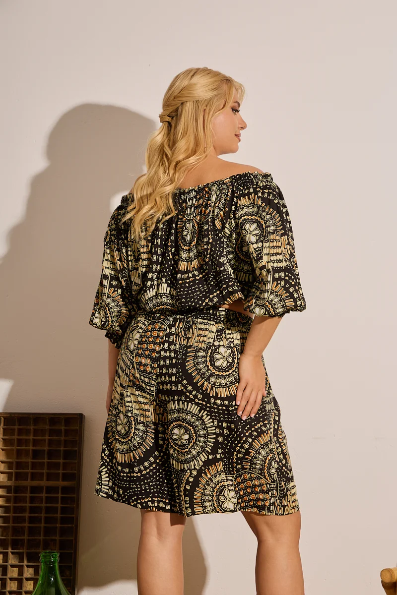 Μαύρο Plus Size Σετ Mε Μοτίβο Μαντάλα