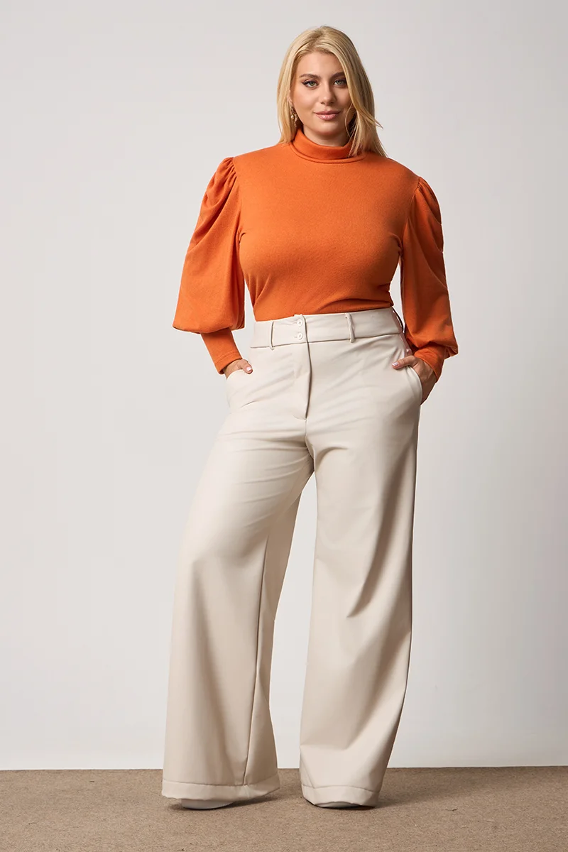 Παντελόνι Δερματίνη Με Επένδυση Εκρού