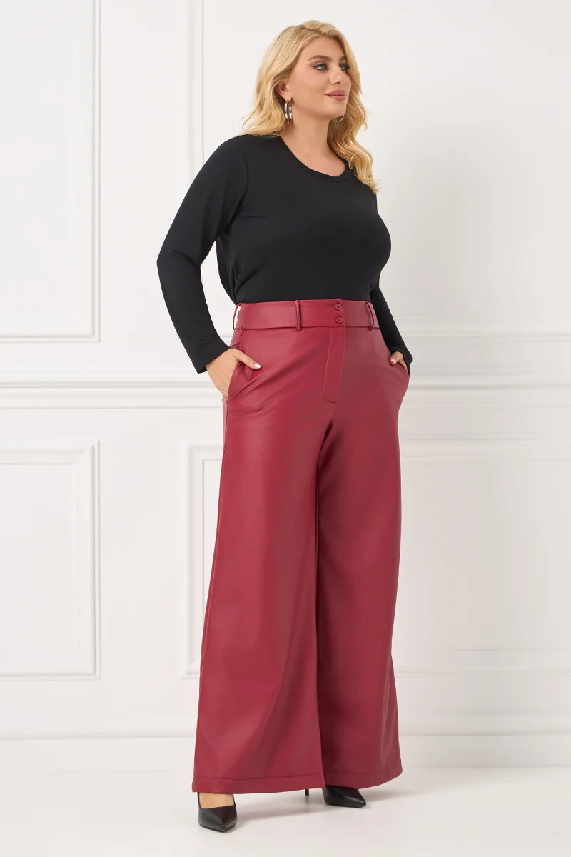 Παντελόνι Δερματίνη Με Επένδυση Μπορντό