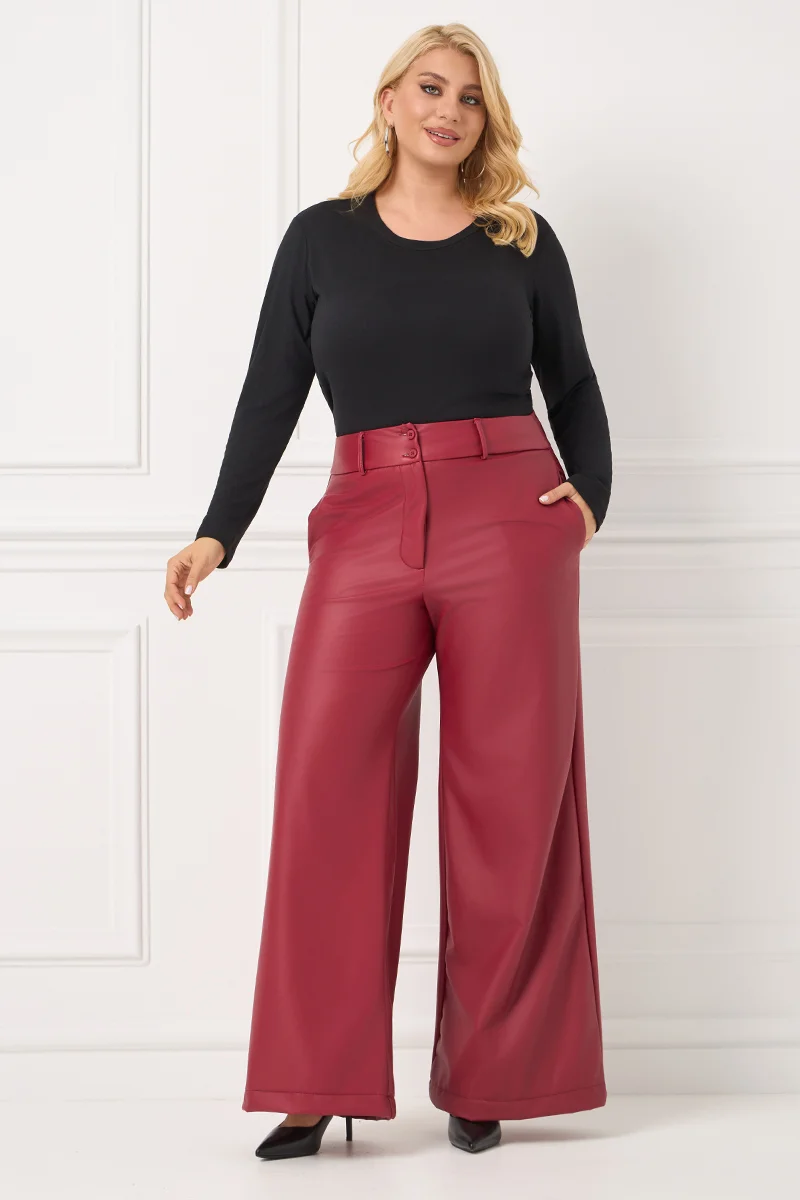 Παντελόνι Δερματίνη Με Επένδυση Μπορντό