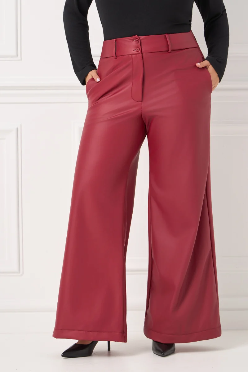 Παντελόνι Δερματίνη Με Επένδυση Μπορντό