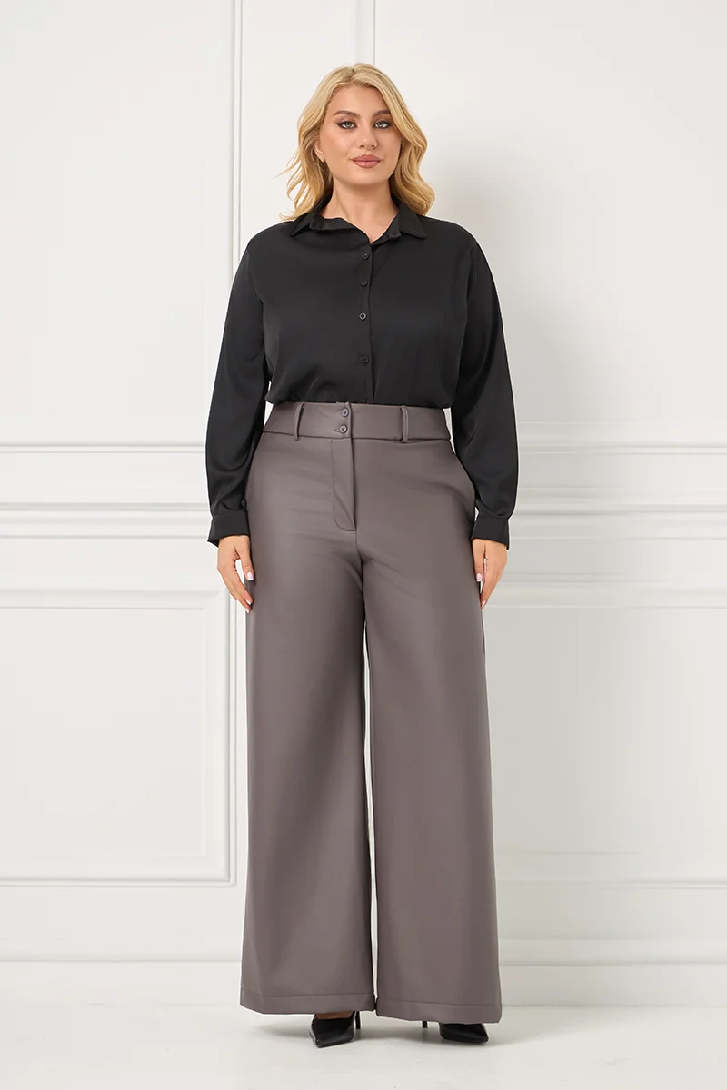 Παντελόνι Δερματίνη Με Επένδυση Γκρι