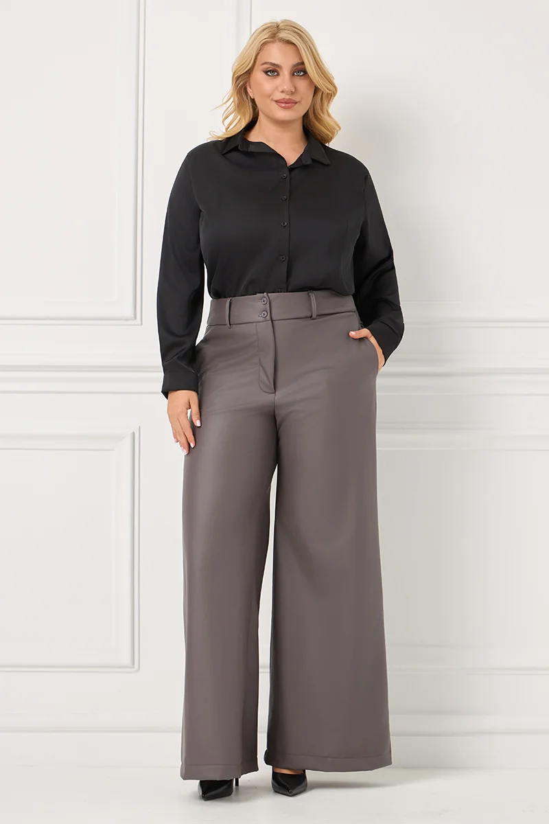 Παντελόνι Δερματίνη Με Επένδυση Γκρι