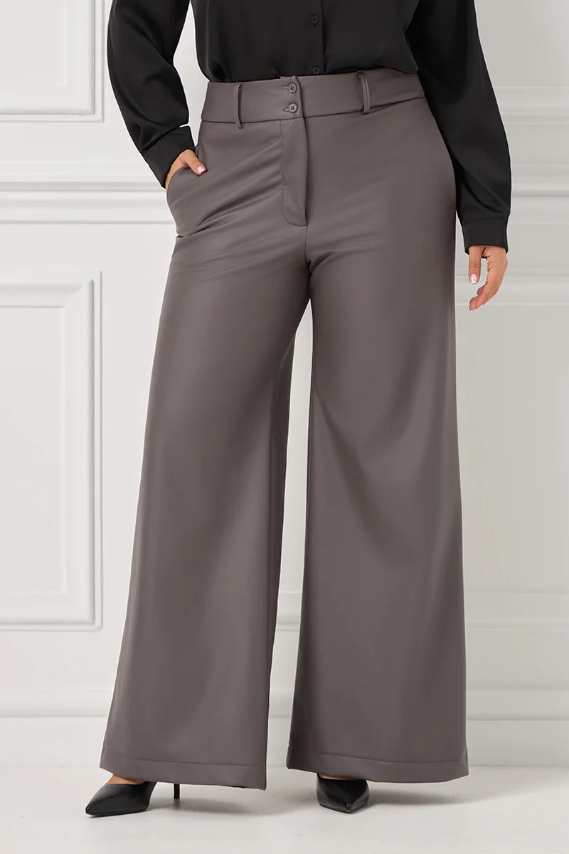 Παντελόνι Δερματίνη Με Επένδυση Γκρι