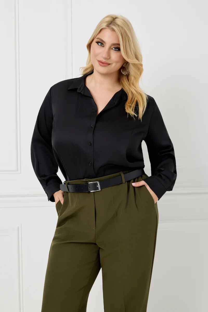 Κομψό Plus Size Παντελόνι Χακί  