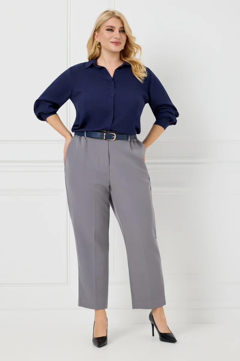 Κομψό Plus Size Παντελόνι Γκρι 