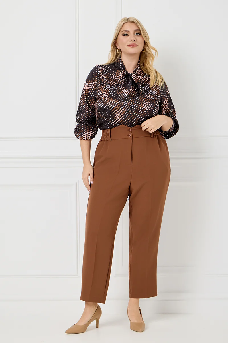 Παντελόνι Ψηλόμεσο με Λάστιχο Σοκολατί 