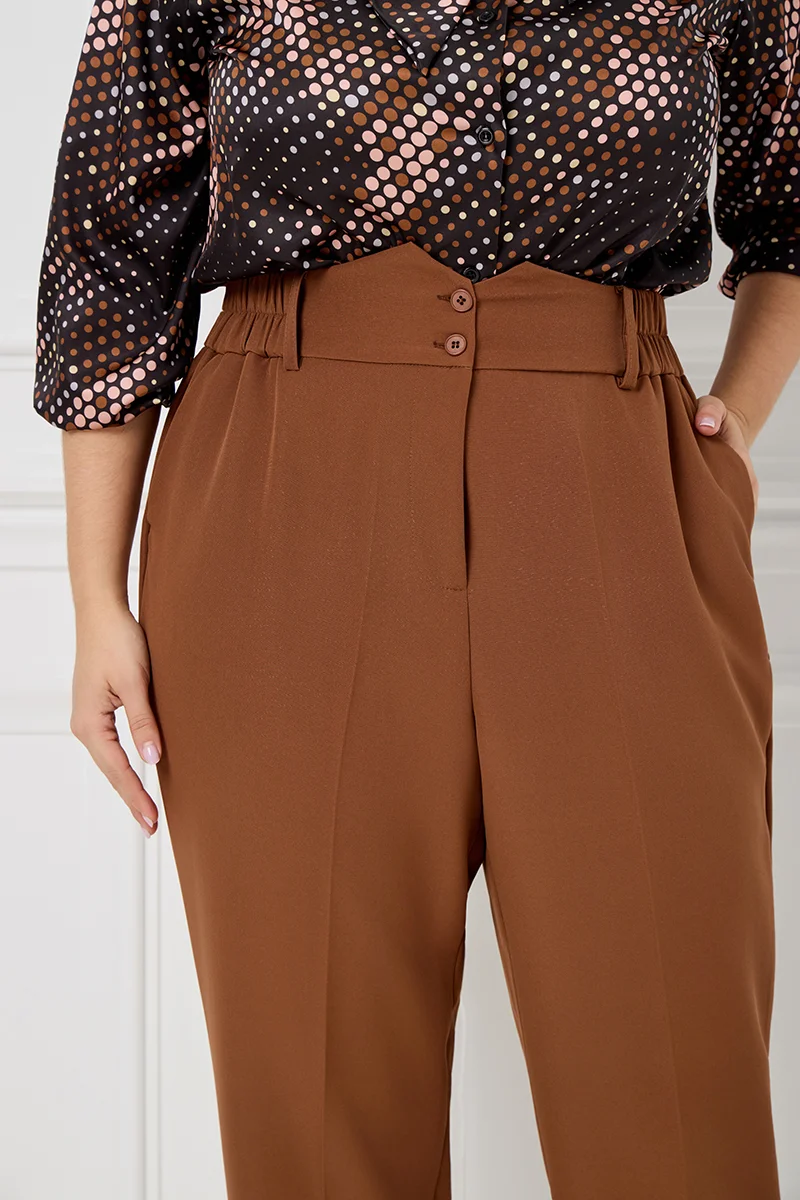 Παντελόνι Ψηλόμεσο με Λάστιχο Σοκολατί 
