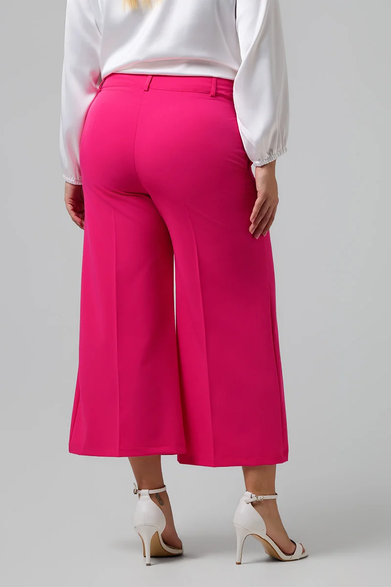 Plus Size Cropped Παντελόνι Φούξια
