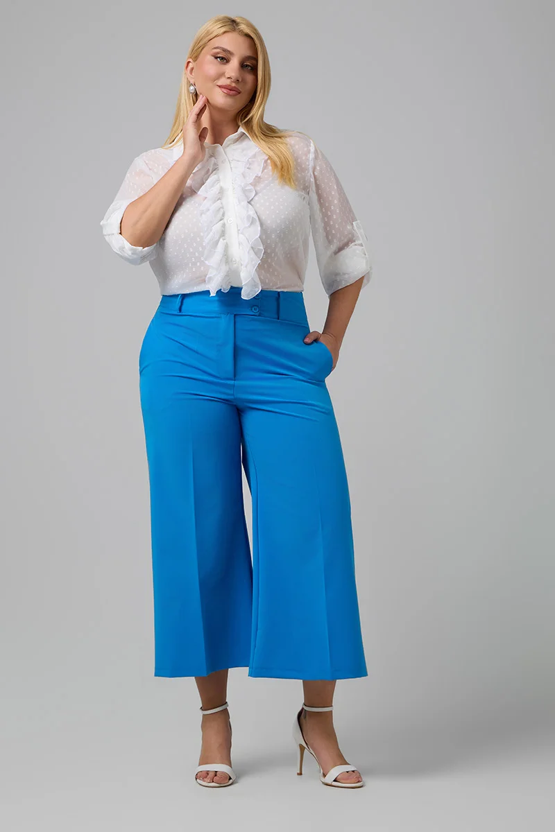 Plus Size Cropped Παντελόνι Μπλε