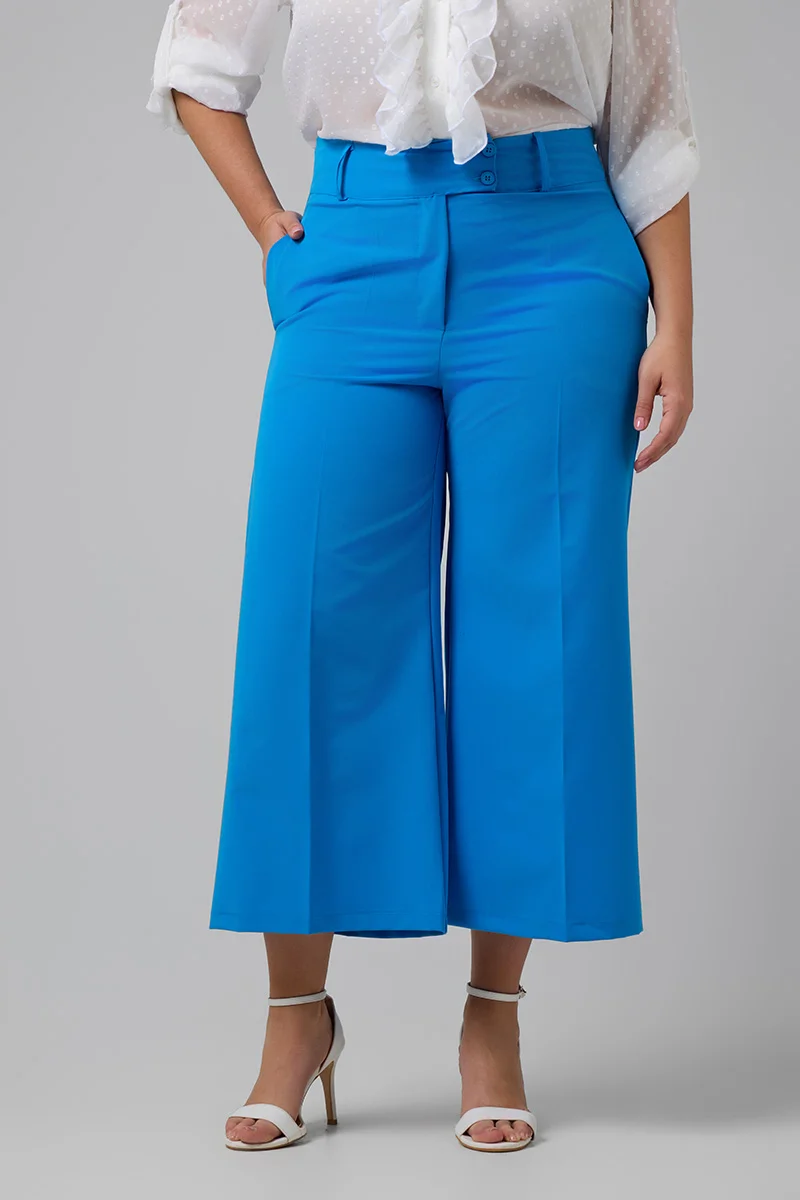 Plus Size Cropped Παντελόνι Μπλε